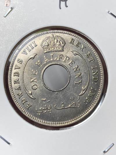 2026年第三十五场(总第二百零四场）外国精品纸夹币场(免佣金) - 少见原光好品–英属西非1936单年份1/2便士(爱德华八世时期，H标喜敦厂造)