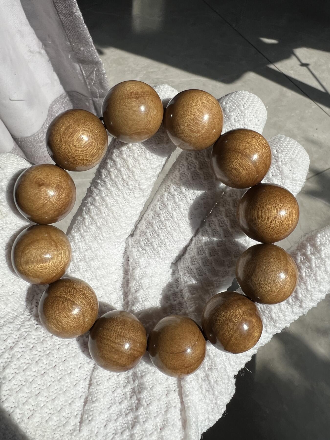 零元拍：金丝楠圆珠珠手串，20MM 金丝满满，满手留香