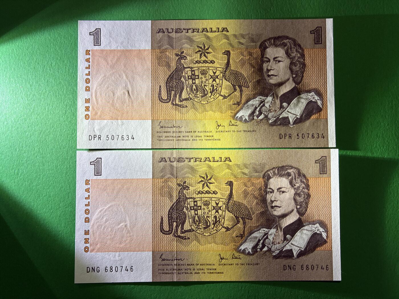 咖啡豆•收藏 2026年Mar_18th世界各国纸币拍卖 4枚 澳大利亚 1983年 1元 全新UNC 外国纸币