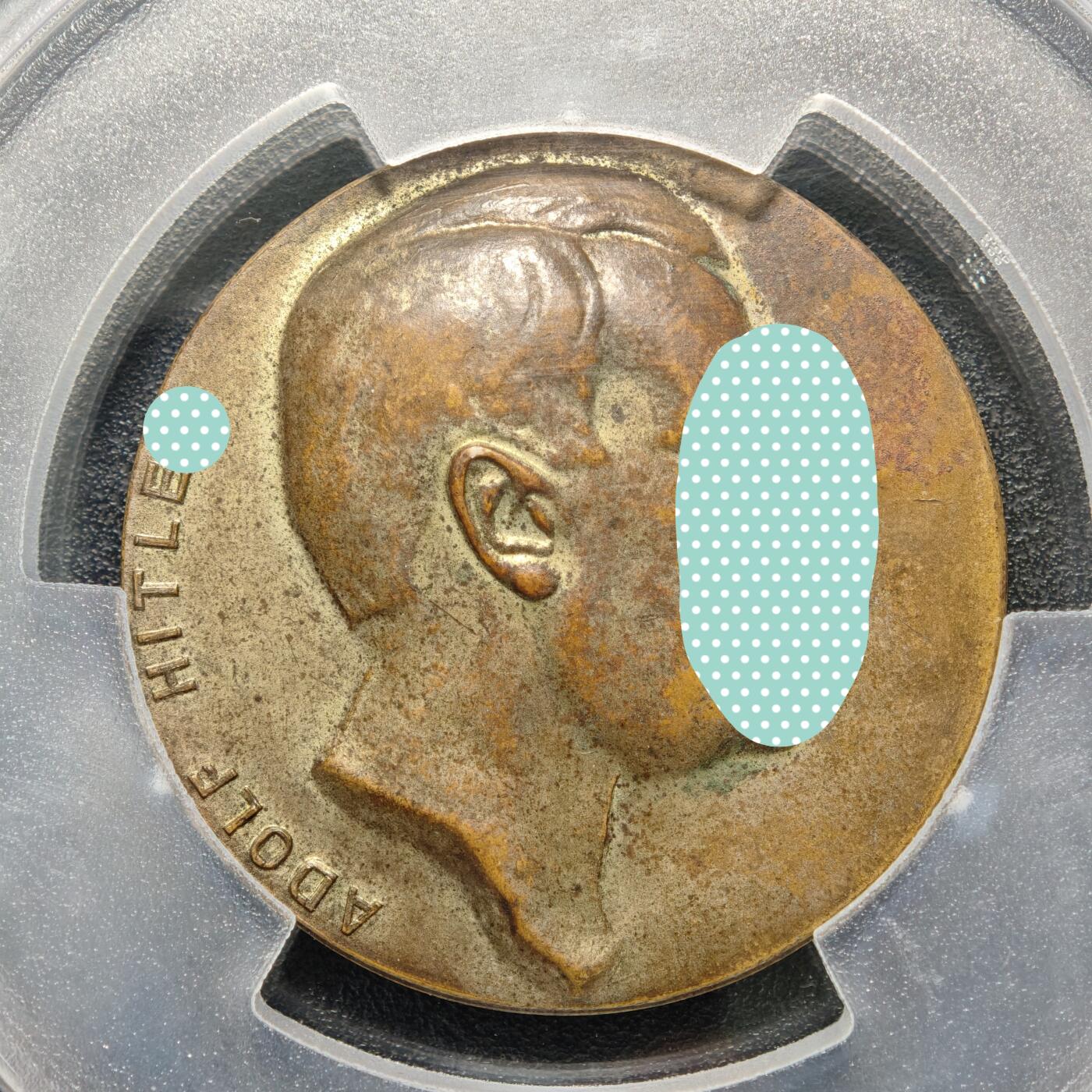 【德藏】世界币章拍卖第167期（拍品征集中~欢迎藏友联系） 1933-45年 德国民族社会主义工人党党首50mm高浮雕大铜章 PCGS SP58（原图请查询PCGS评级官网）