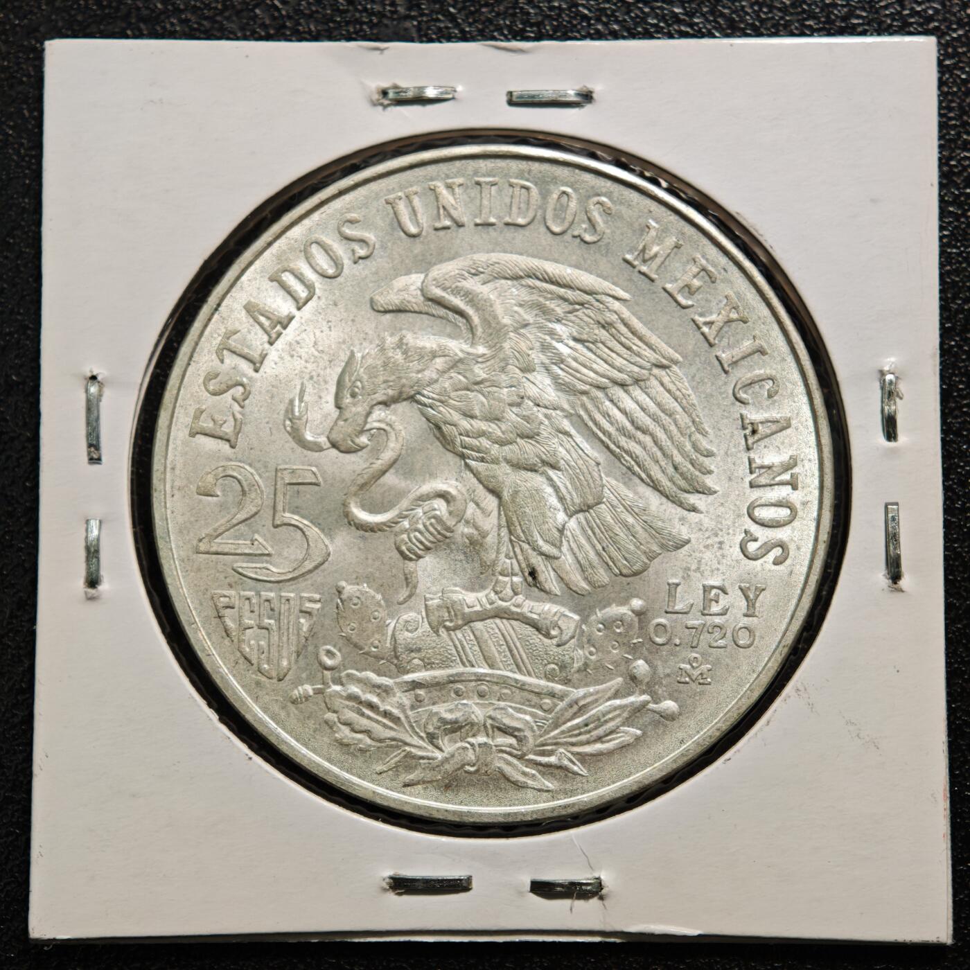 【德藏】世界币章拍卖第167期（拍品征集中~欢迎藏友联系） 老藏家集藏系列之- 1968年 墨西哥奥运会25比索纪念银币 720银 重约：22.5g 入册20余年·附有当年购入价