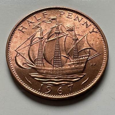 🌹外币初藏🌹🐯2026年第28场   每周二四六晚8️⃣点 接代拍 - 英国1967年伊丽莎白二世半便士 a