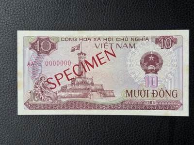 桂P钱币文化工作室拍卖第四十八期 - 越南1985年10盾票样，全新UNC，轻微黄斑
