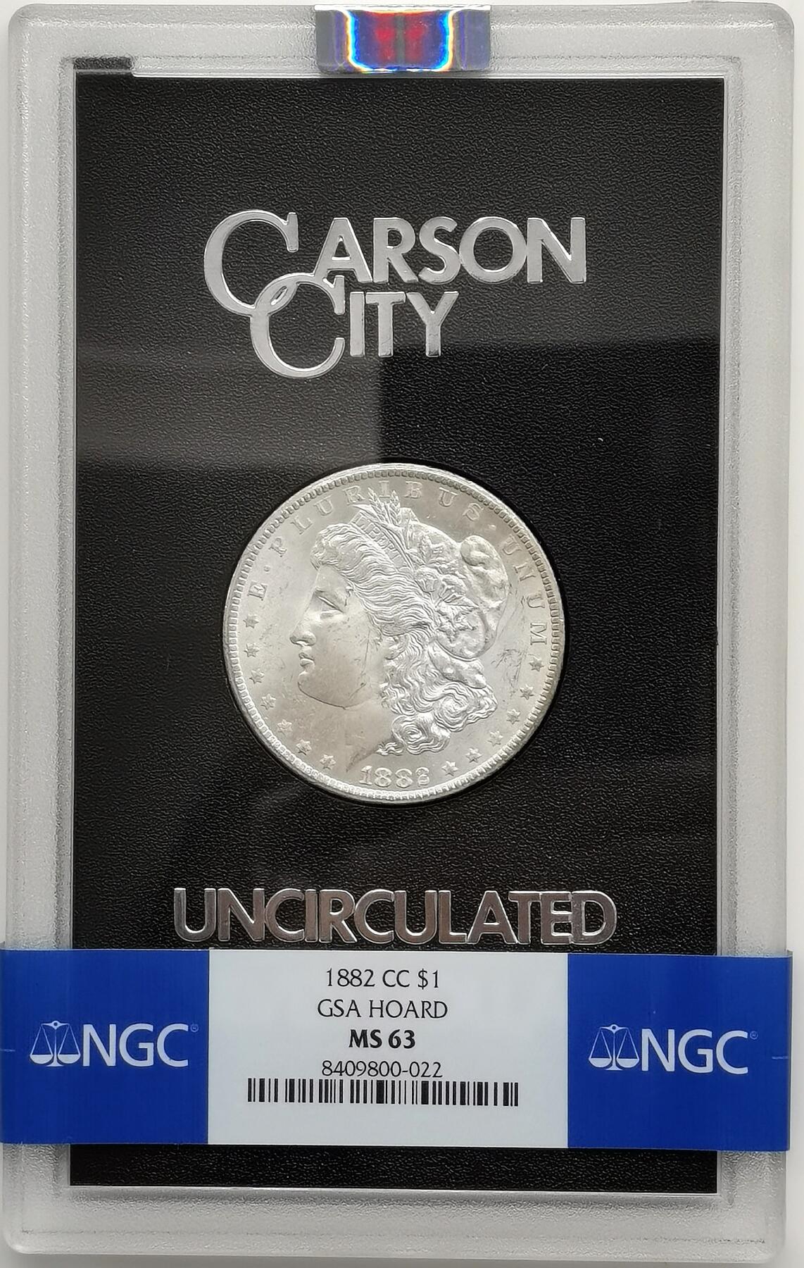 博洋堂世界钱币拍卖第164期（全场包邮） NGC MS63 美国1882CC摩根银币，GSA窖藏