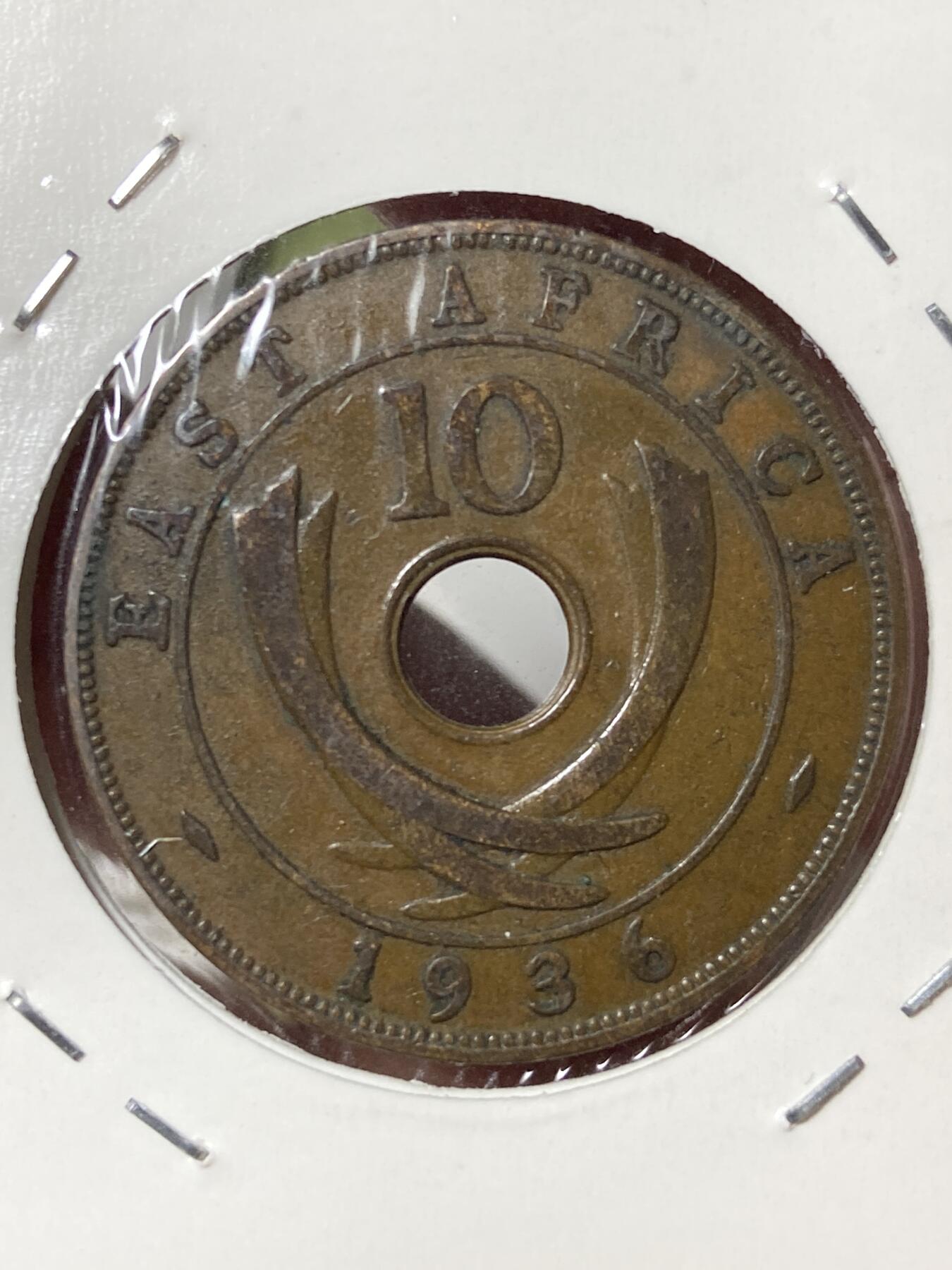 2026年第三十五场(总第二百零四场）外国精品纸夹币场(免佣金) 英属东非1936单年份10分(爱德华八世时期，无标版)