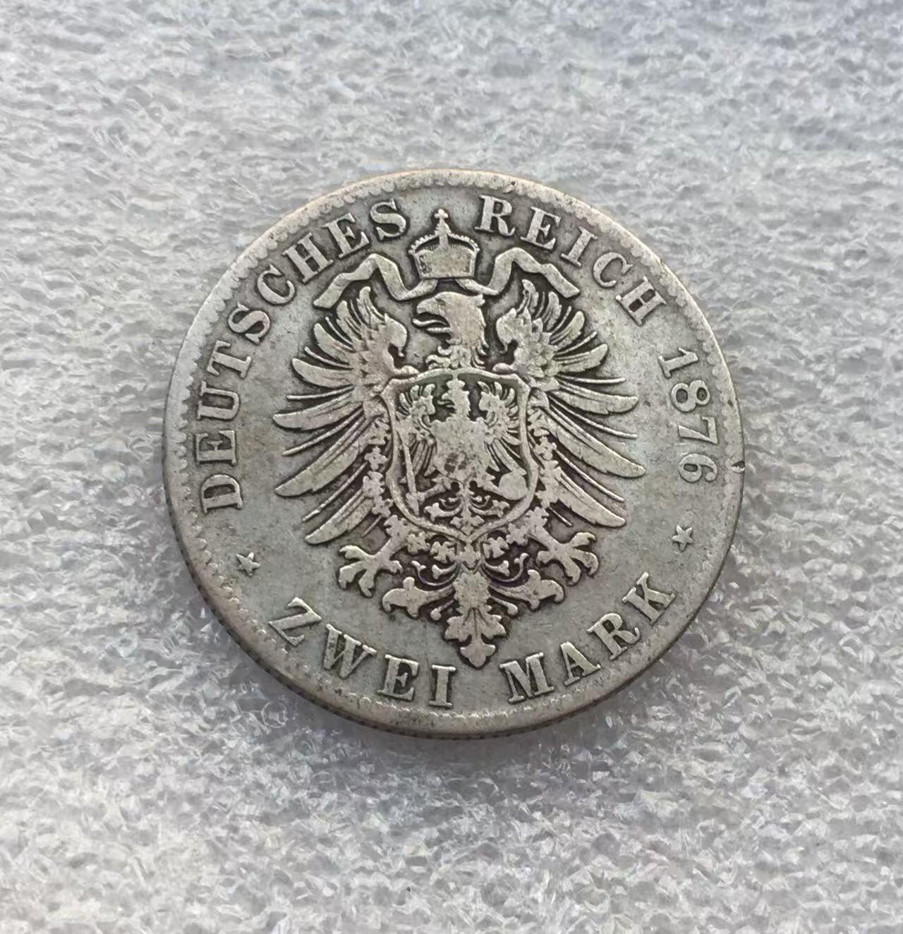 世界钱币专场拍卖 每周二开拍 1876年德国巴伐利亚路德维希二世2马克银币