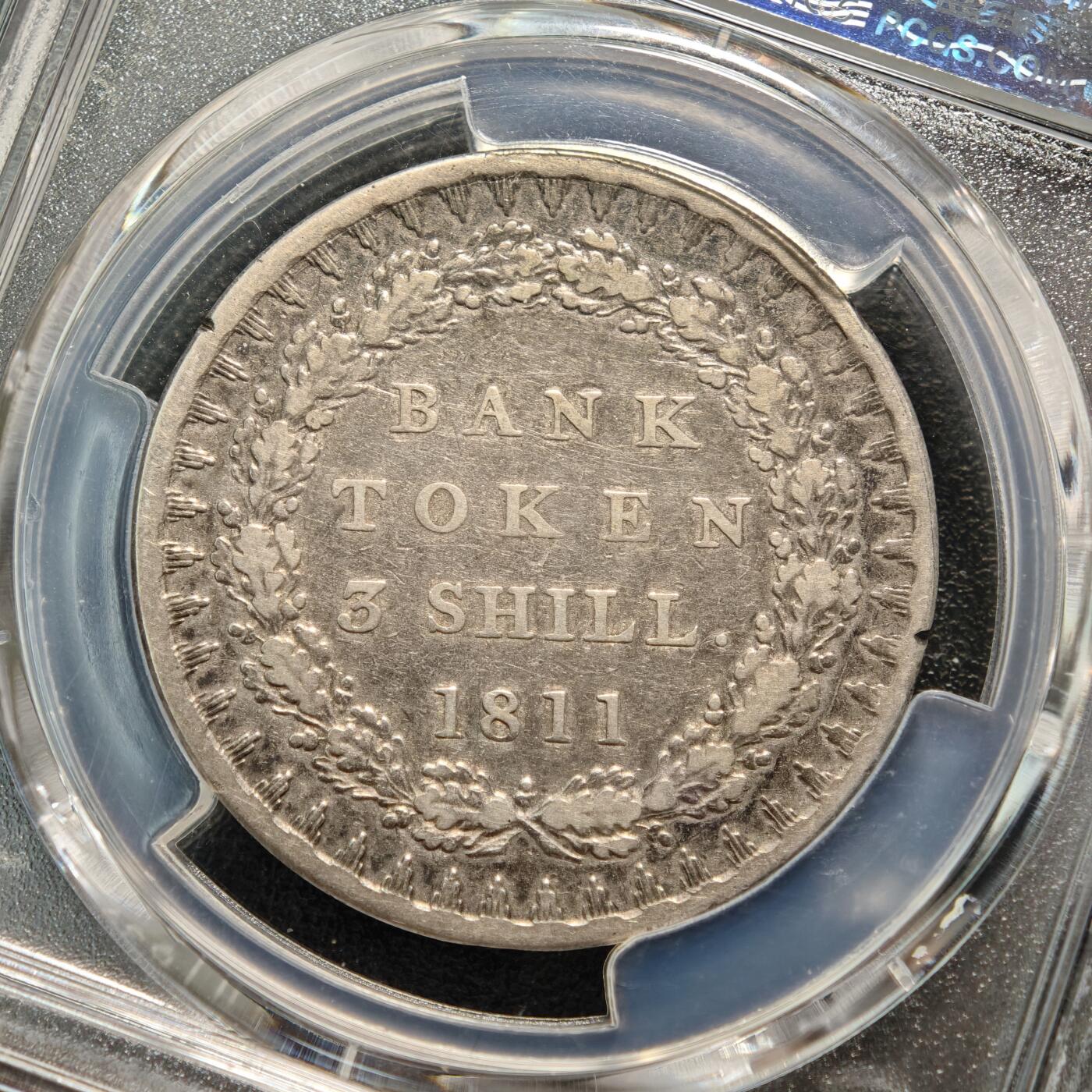 【德藏】世界币章拍卖第167期（拍品征集中~欢迎藏友联系） 1811年 英国乔治三世3先令苏格兰银行代用币 PCGS F
