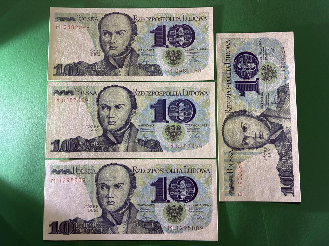 咖啡豆•收藏 2026年Mar_18th世界各国纸币拍卖 4枚 波兰 1982年 10兹罗提 全新UNC 外国纸币