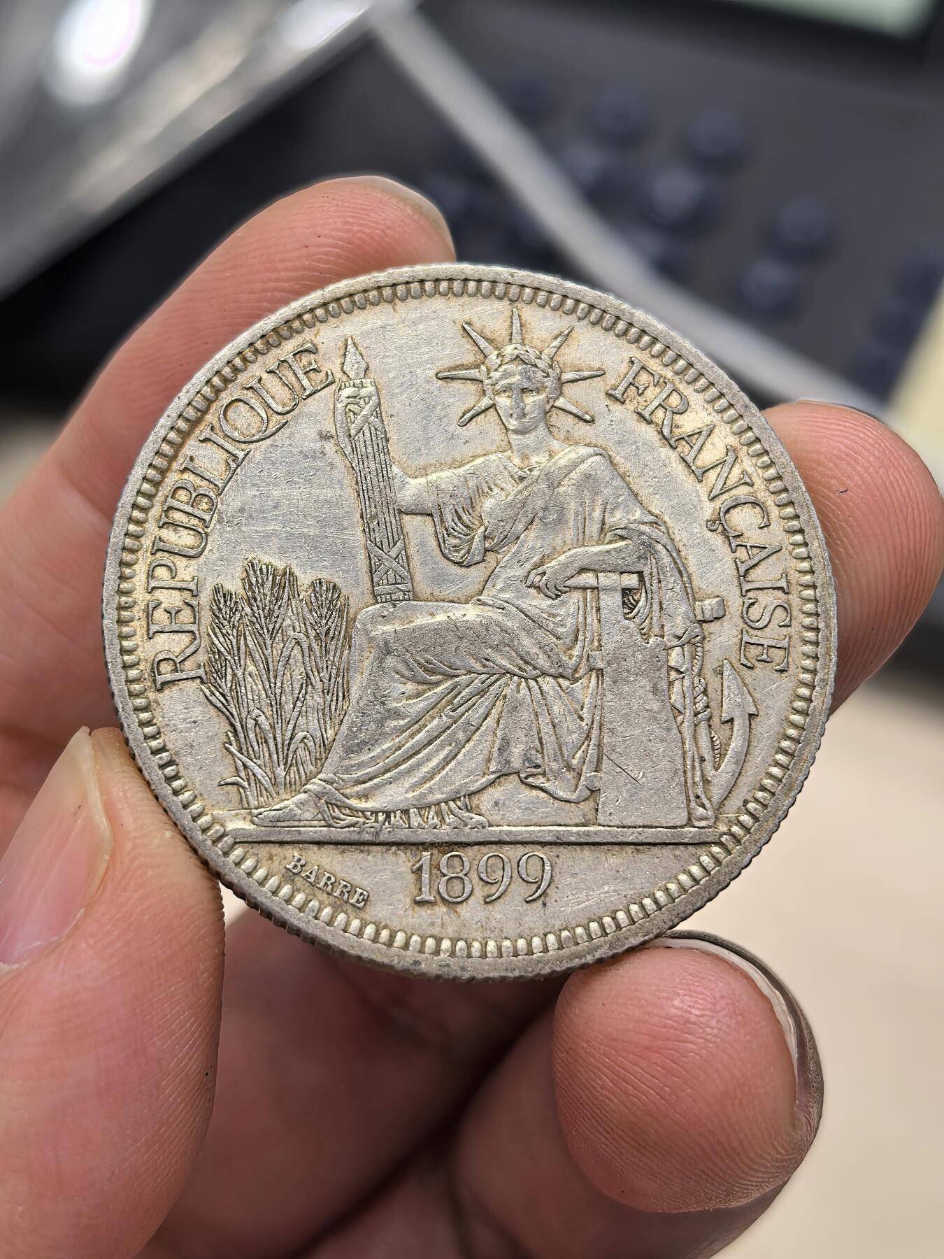 博洋堂世界钱币拍卖第164期（全场包邮） 法属印支1899年坐洋银币，黄油光泽