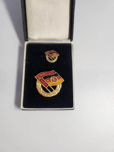 南水社第3次拍卖 春季专场 - 民主德国金级苏德友好协会证章一组 品相完好带协会盒