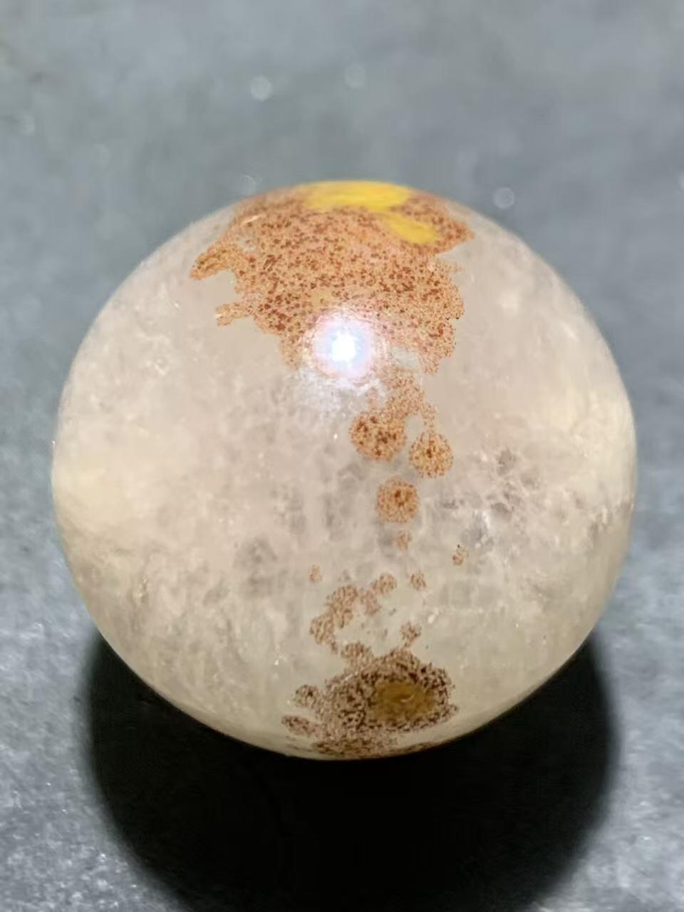 精美冰飘朱砂点腰缠万贯战国红玛瑙圆珠一颗