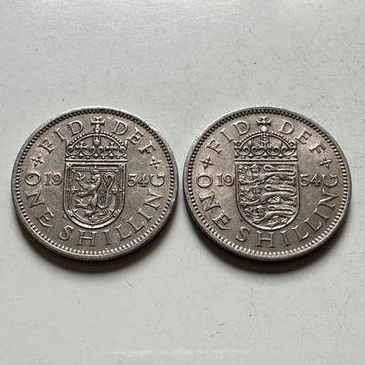 🌹外币初藏🌹🐯2026年第28场   每周二四六晚8️⃣点 接代拍 - 英国1954年一先令一对 不同版本