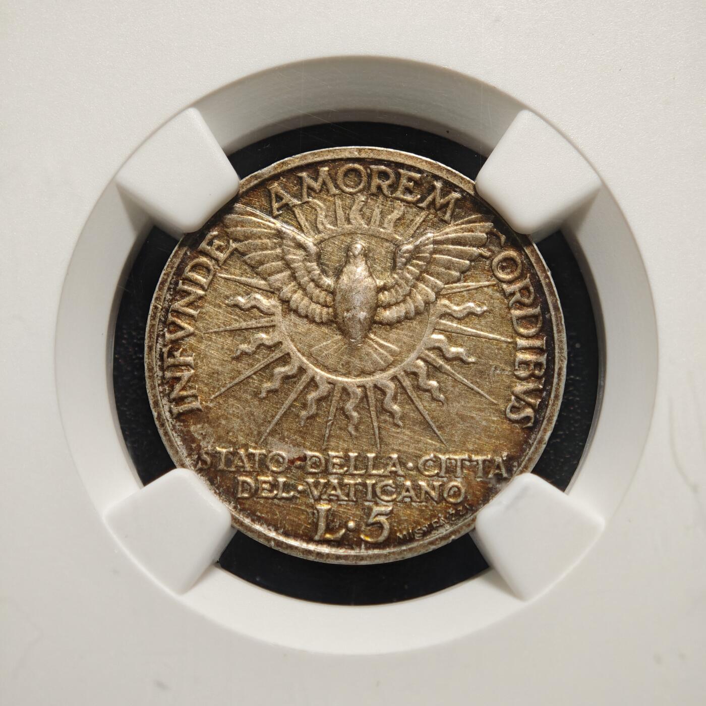 【德藏】世界币章拍卖第167期（拍品征集中~欢迎藏友联系） 1939年 梵蒂冈5里拉银币 NGC AU