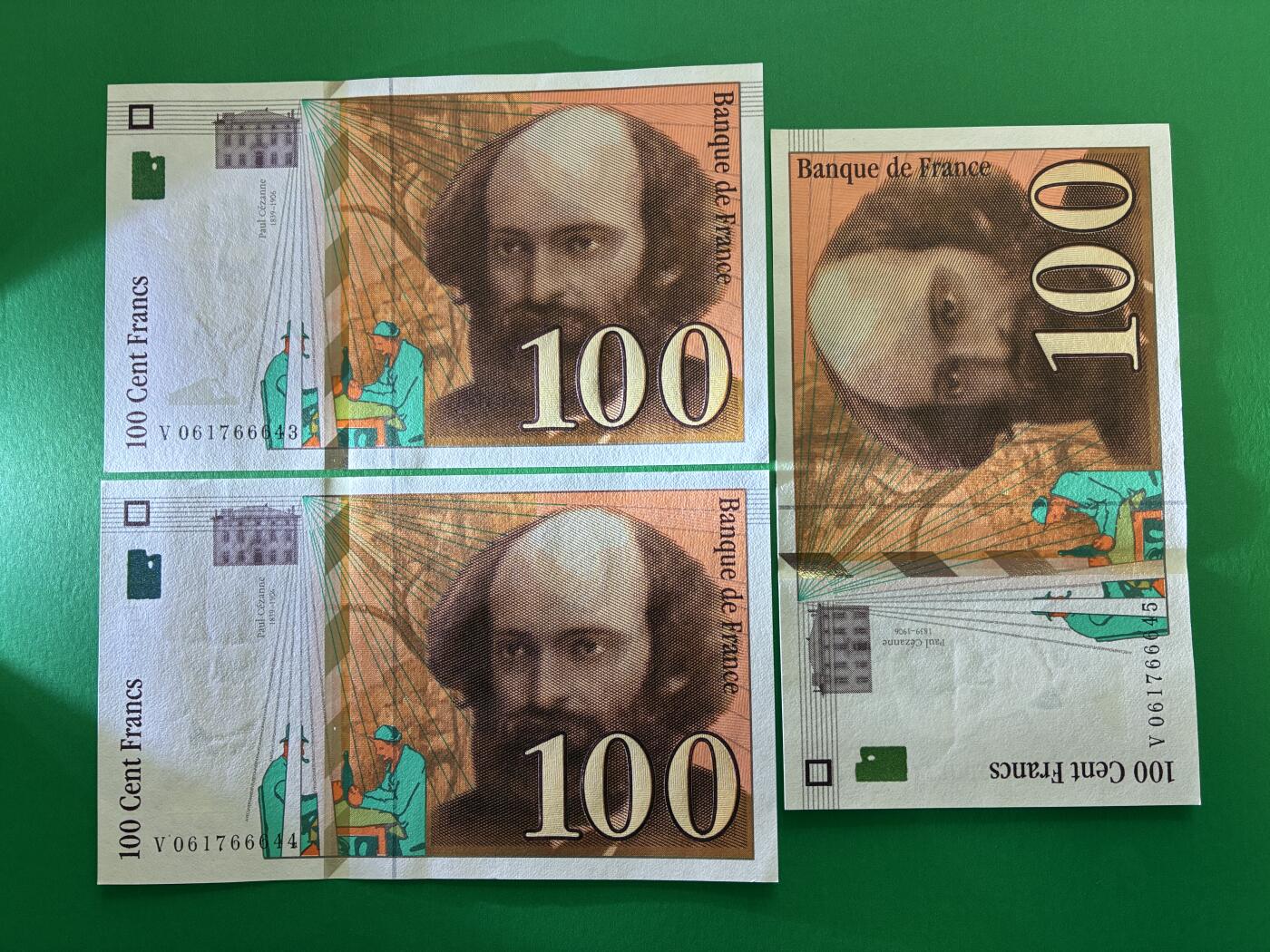 咖啡豆•收藏 2026年Mar_18th世界各国纸币拍卖 3枚 法国 1998年 100法郎 全新UNC连号 外国纸币
