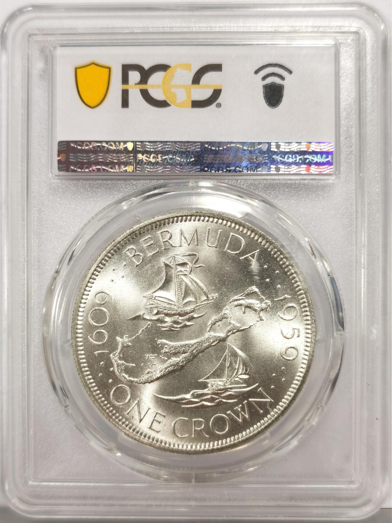 博洋堂世界钱币拍卖第164期（全场包邮） PCGS MS67 英属百慕大1959年伊丽莎白二世发现百慕大350周年1克朗纪念银币-2