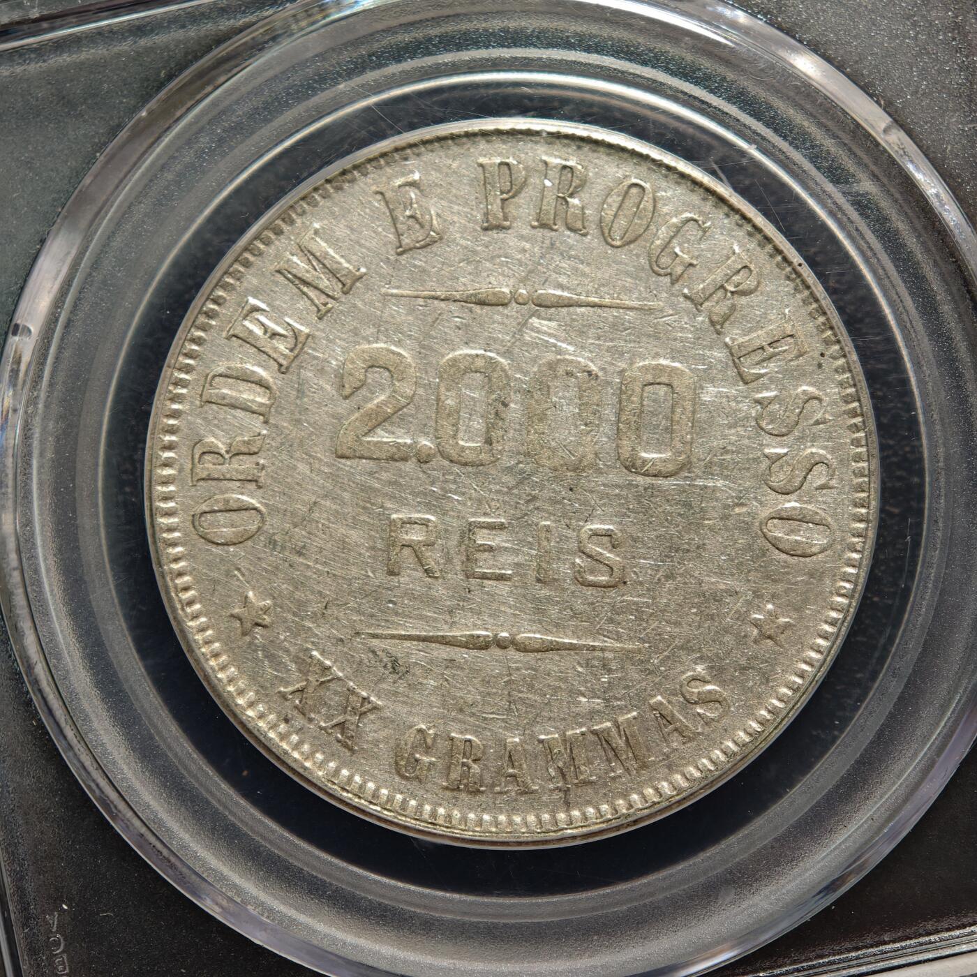 【德藏】世界币章拍卖第167期（拍品征集中~欢迎藏友联系） 1911年 巴西2000瑞斯自由女神头像银币 公博 AU50