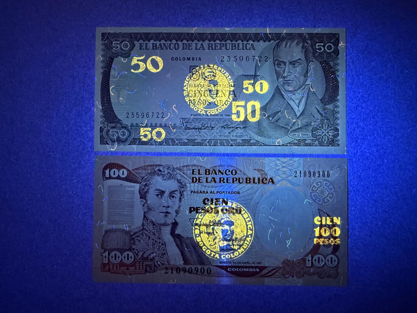 《艾美收藏》第236期-3.15周日外币畅拍 哥伦比亚50、100元2张 UNC 1996年 全程无4