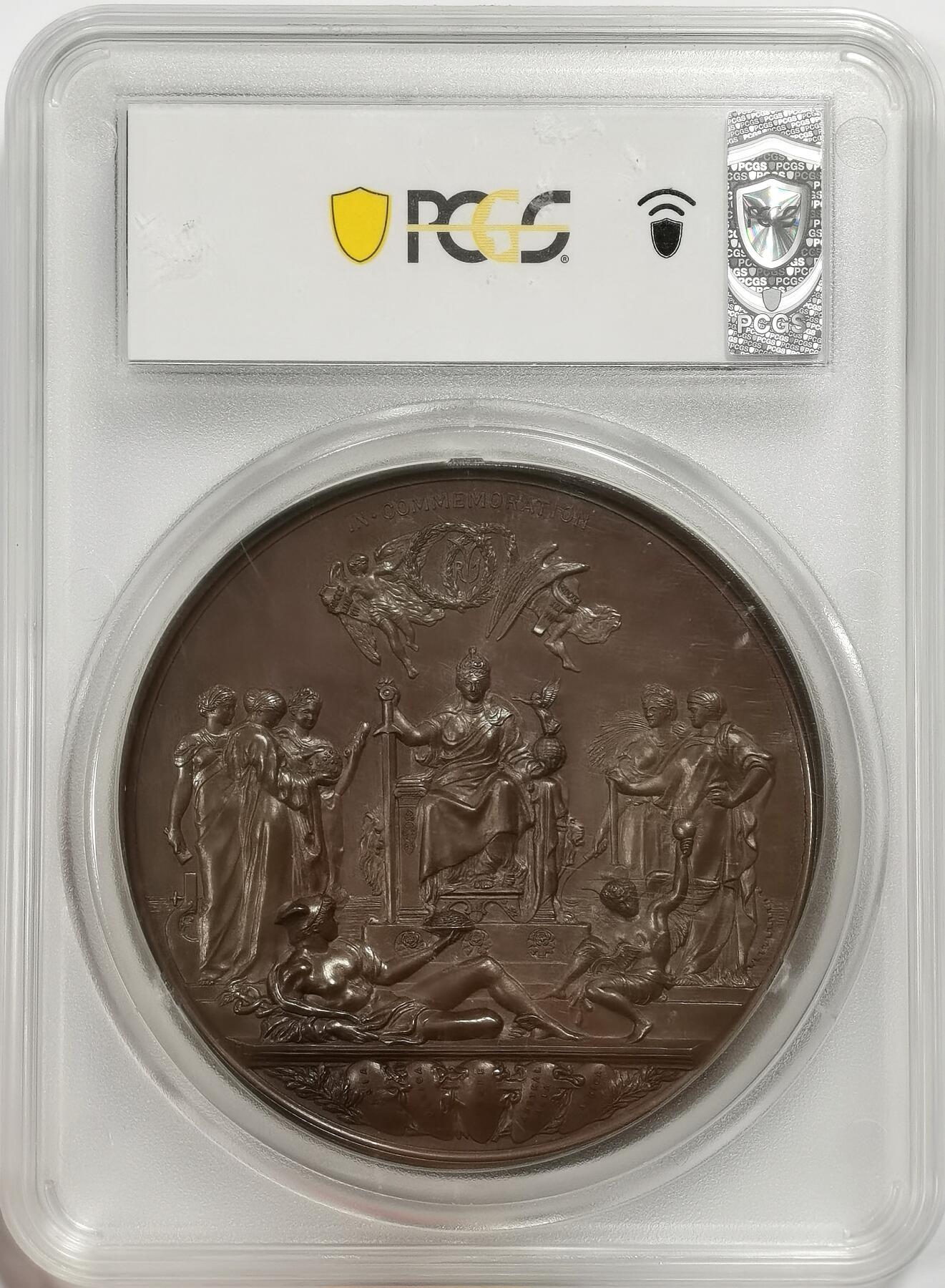 博洋堂世界钱币拍卖第164期（全场包邮） PCGS SP64 英国1887年维多利亚五十周年纪念大铜章，大名誉品带原盒，品相一流镜面效果，价格洼地品种。