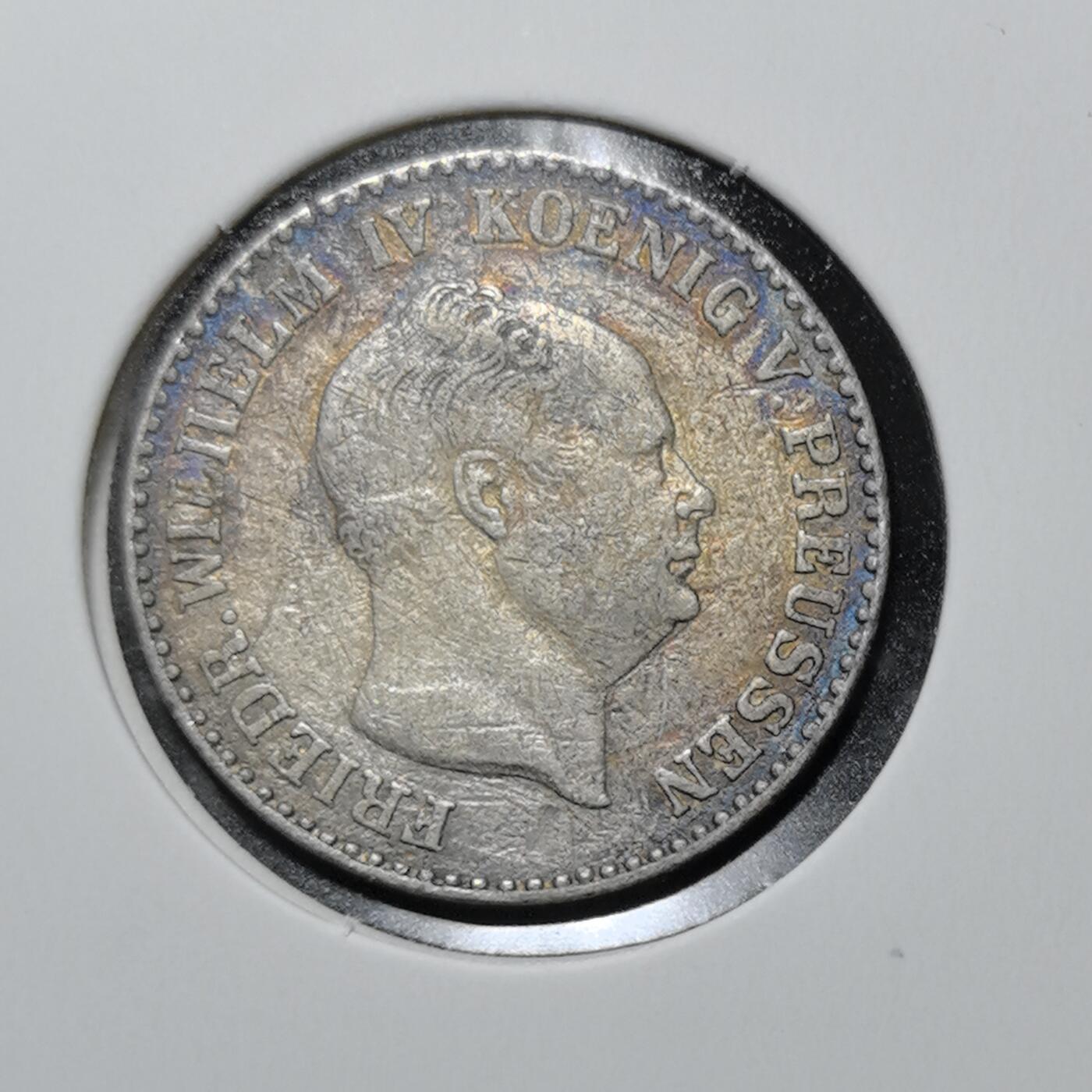 外国优质老铜币银币苏联纪念章，每周六晚九点倒数截拍，满百包邮可寄存，持续收拍 普鲁士王国腓特烈・威廉四世1856年2½ 银格罗申银币，由柏林造币厂（标记 “A”）铸造，是 19 世纪德国邦联时期的流通辅币，1871 年德国统一后被马克体系取代。