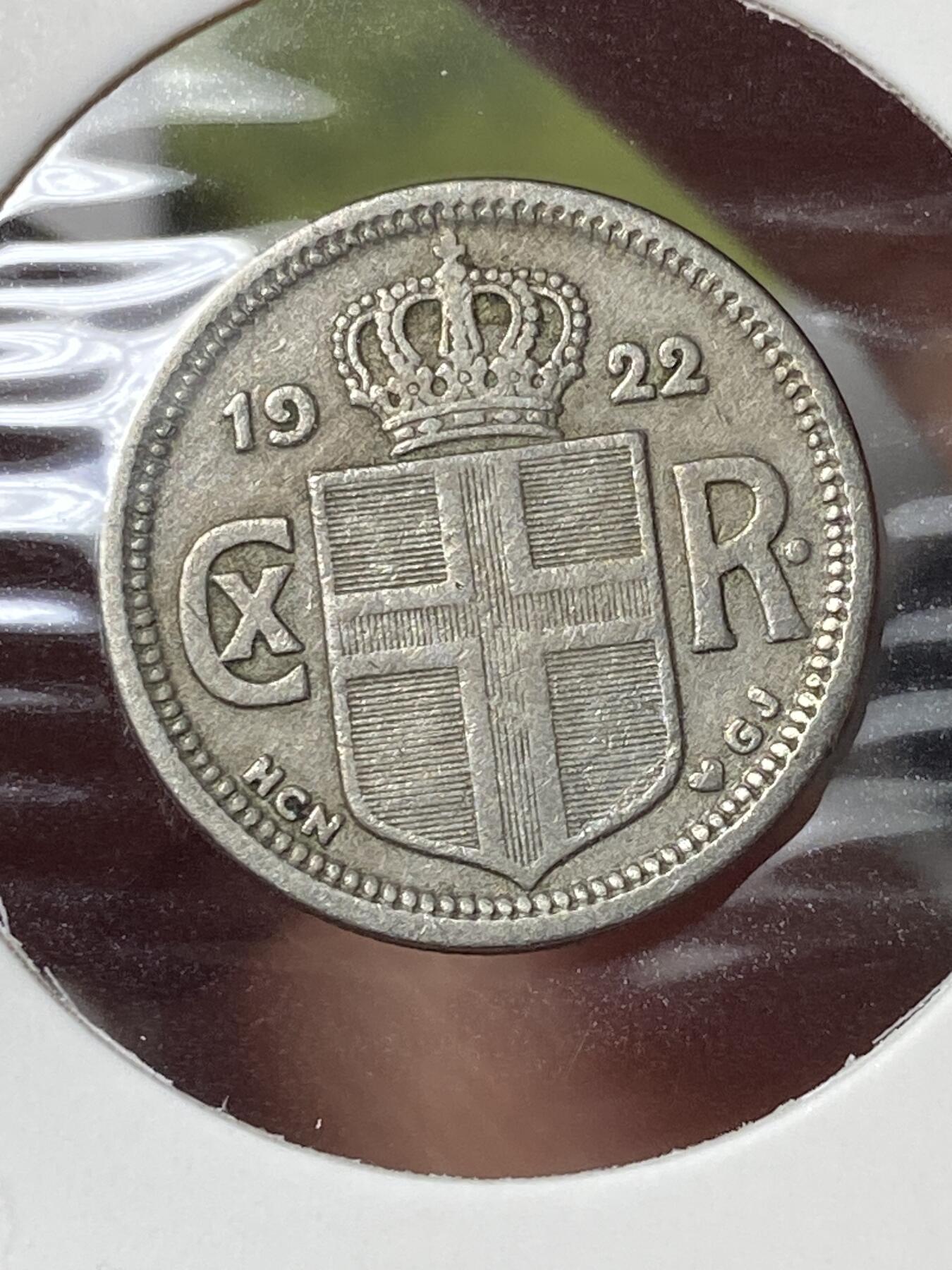 2026年第三十五场(总第二百零四场）外国精品纸夹币场(免佣金) 丹属冰岛王国🇮🇸1922年25奥拉(克里斯蒂安十世时期，HCN–GJ版，首发年)