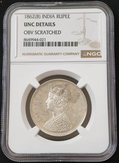 甄臻铺-世界币章拍卖（第54期），3月28日甄品场拍品征集中，送拍享返佣金等优惠多多 - NGC-UNCD 1862年小维英属印度1卢比