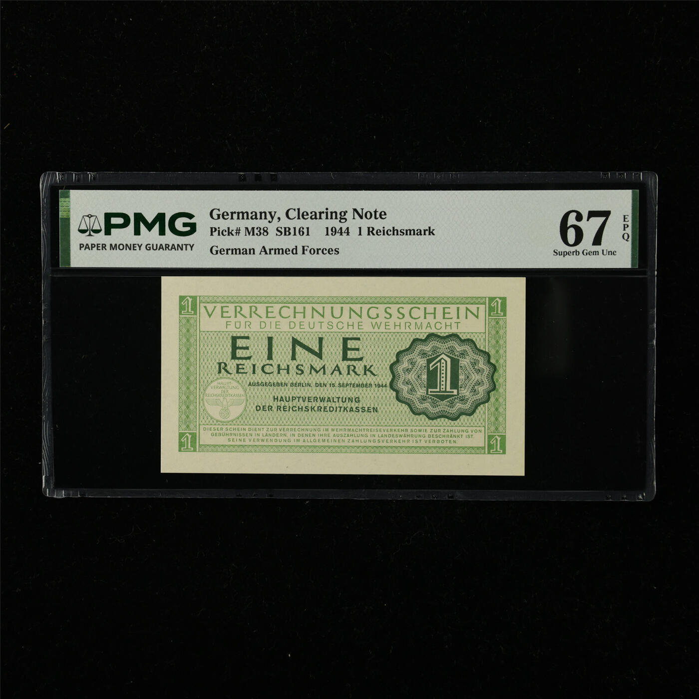 【亘邦集藏】第222期拍卖 1944年 德国1马克 PMG 67EPQ 2435477-042