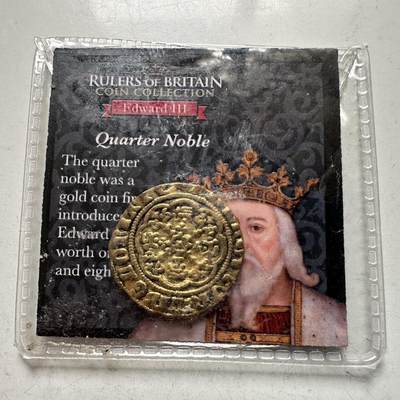 🌹外币初藏🌹🐯2026年第28场   每周二四六晚8️⃣点 接代拍 - 英国爱德华三世1344年-1377年四分之一诺布尔金币锡制复制品20mm5g