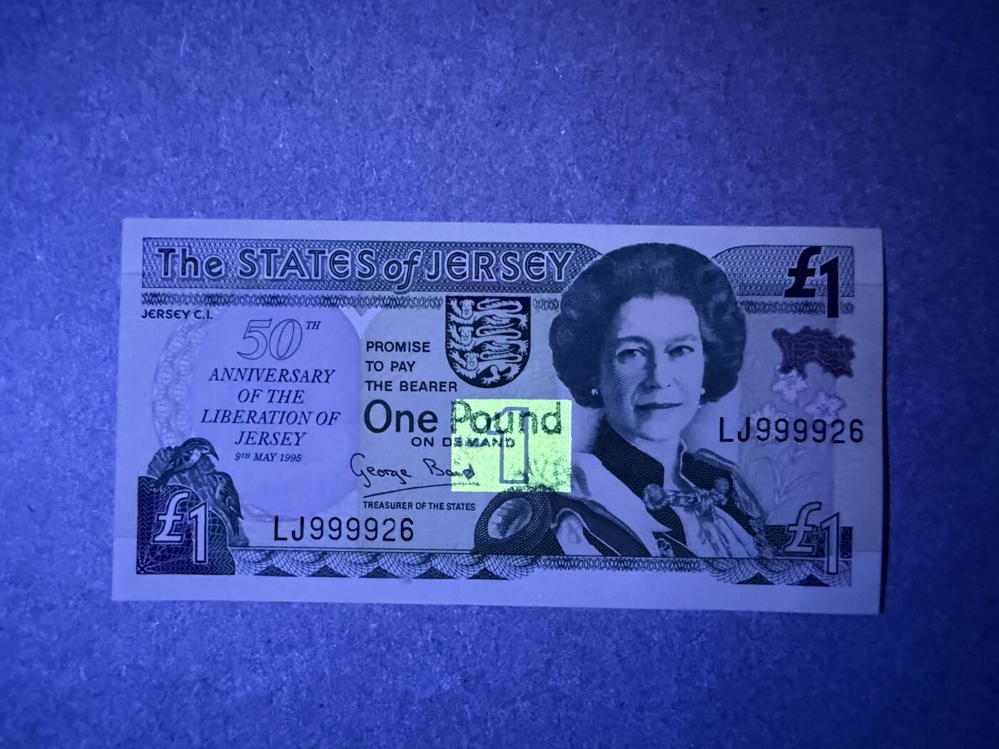 《艾美收藏》第236期-3.15周日外币畅拍 泽西1镑 UNC 1995年 泽西岛自由50周年纪念钞 无47