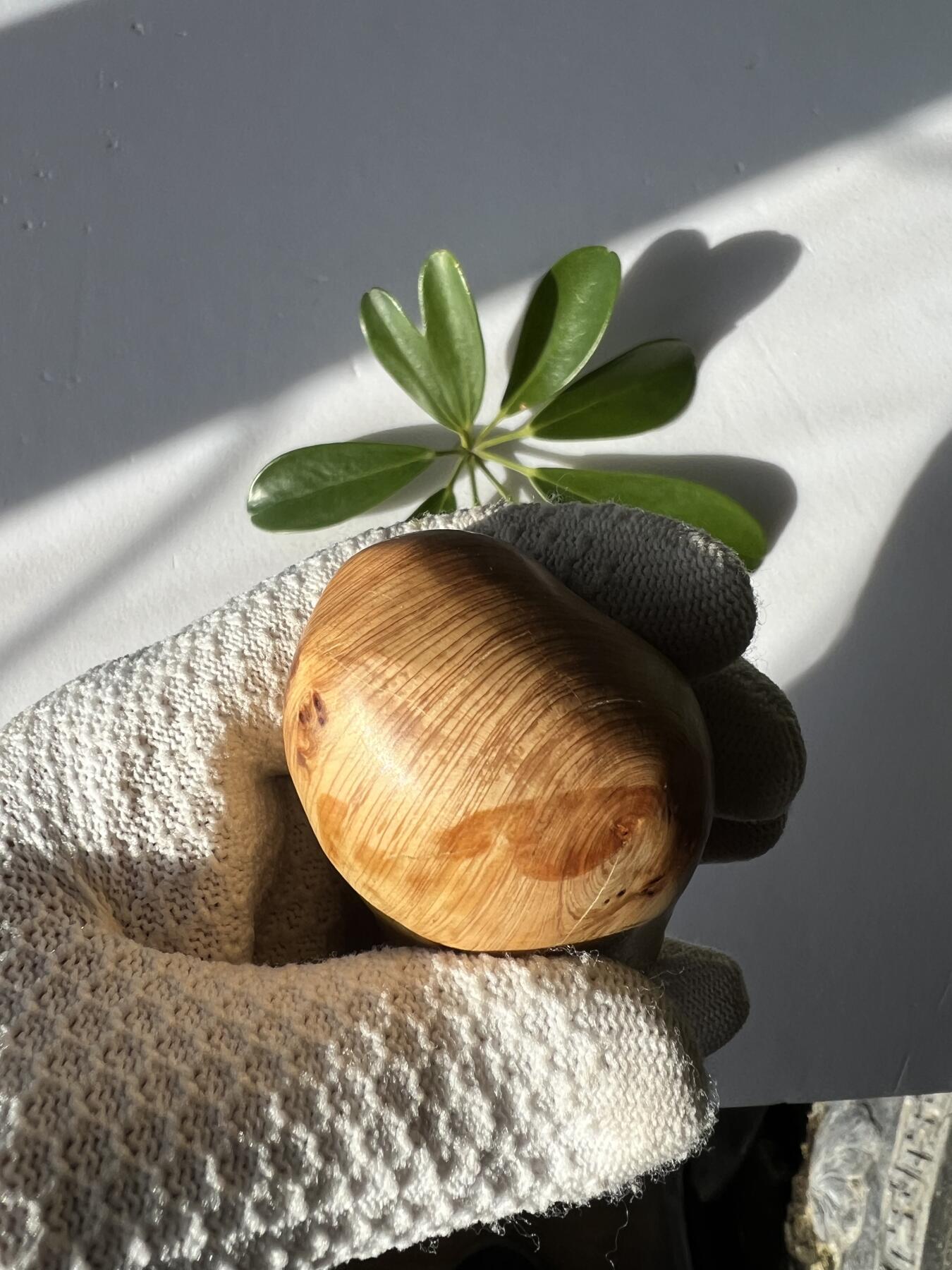零元拍：崖柏瘤花随型手把件，十多年前的存货了，陈化的非常好，香味扑鼻，油性极大。