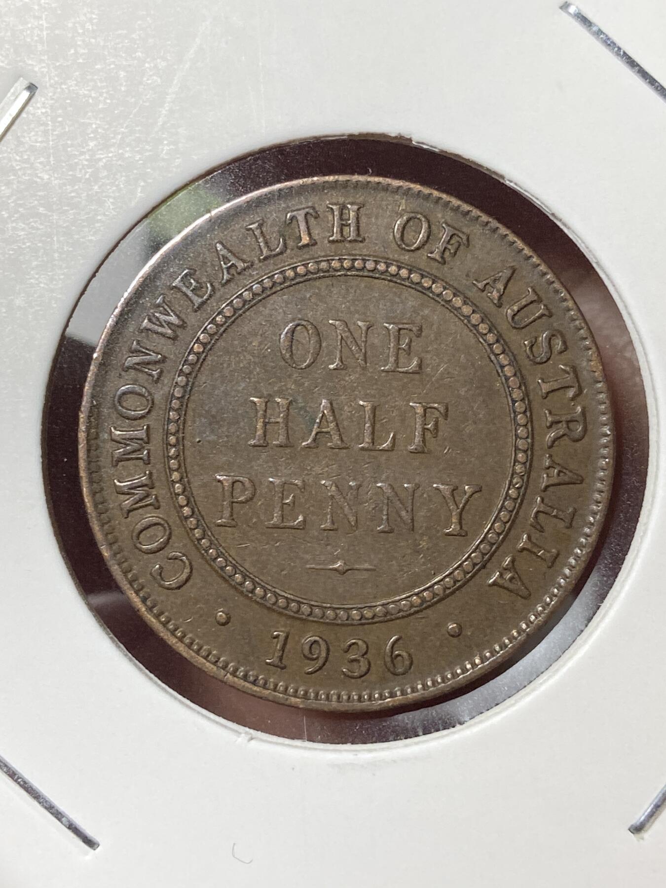 2026年第三十五场(总第二百零四场）外国精品纸夹币场(免佣金) 好品–澳大利亚🇦🇺1936年1/2便士(乔治五世逝世年，关门年，m版墨尔本造)