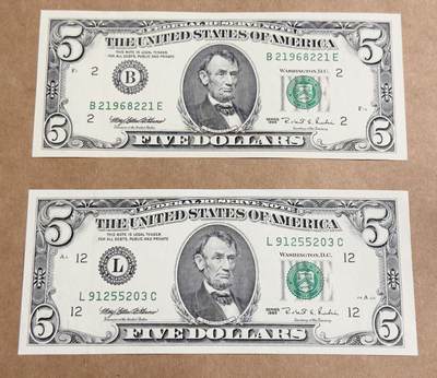 【礼羽收藏】🌏世界钱币拍卖128期 - 95年小头5美元无4.7两张unc品相