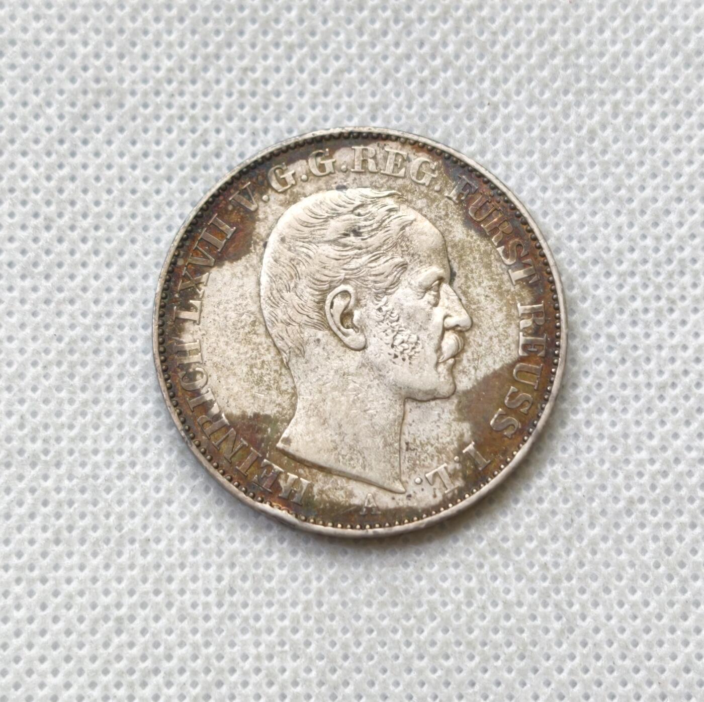 甄臻铺-世界币章拍卖（第54期），3月28日甄品场拍品征集中，送拍享返佣金等优惠多多 德国罗伊斯长系 1858年 1 泰勒 银币 发行量仅9500枚 稀少小邦泰勒