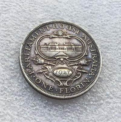 世界钱币专场拍卖 每周二开拍 - 1927年澳大利亚国会大厦乔治五世1福洛林银币