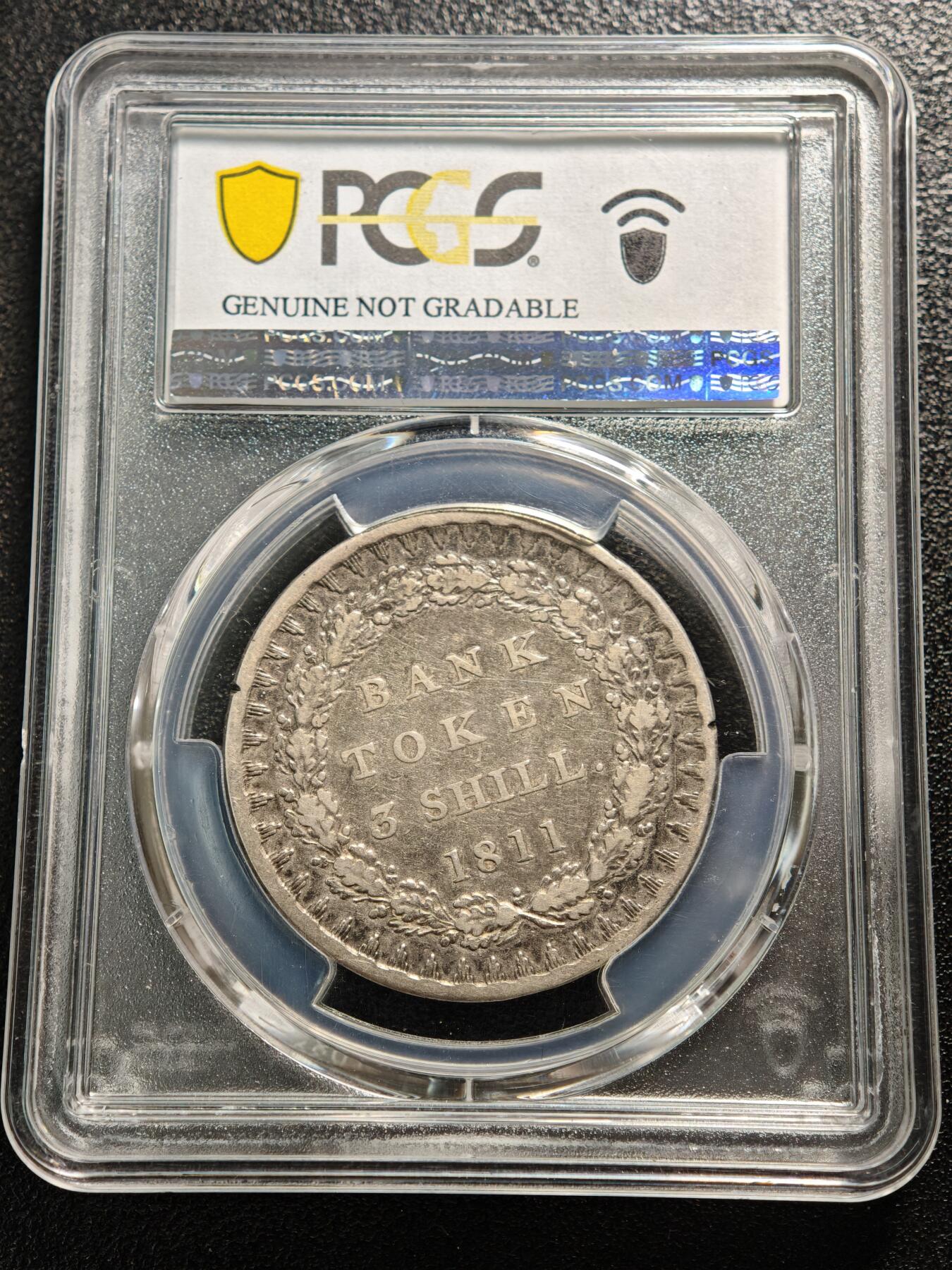 【德藏】世界币章拍卖第167期（拍品征集中~欢迎藏友联系） 1811年 英国乔治三世3先令苏格兰银行代用币 PCGS F