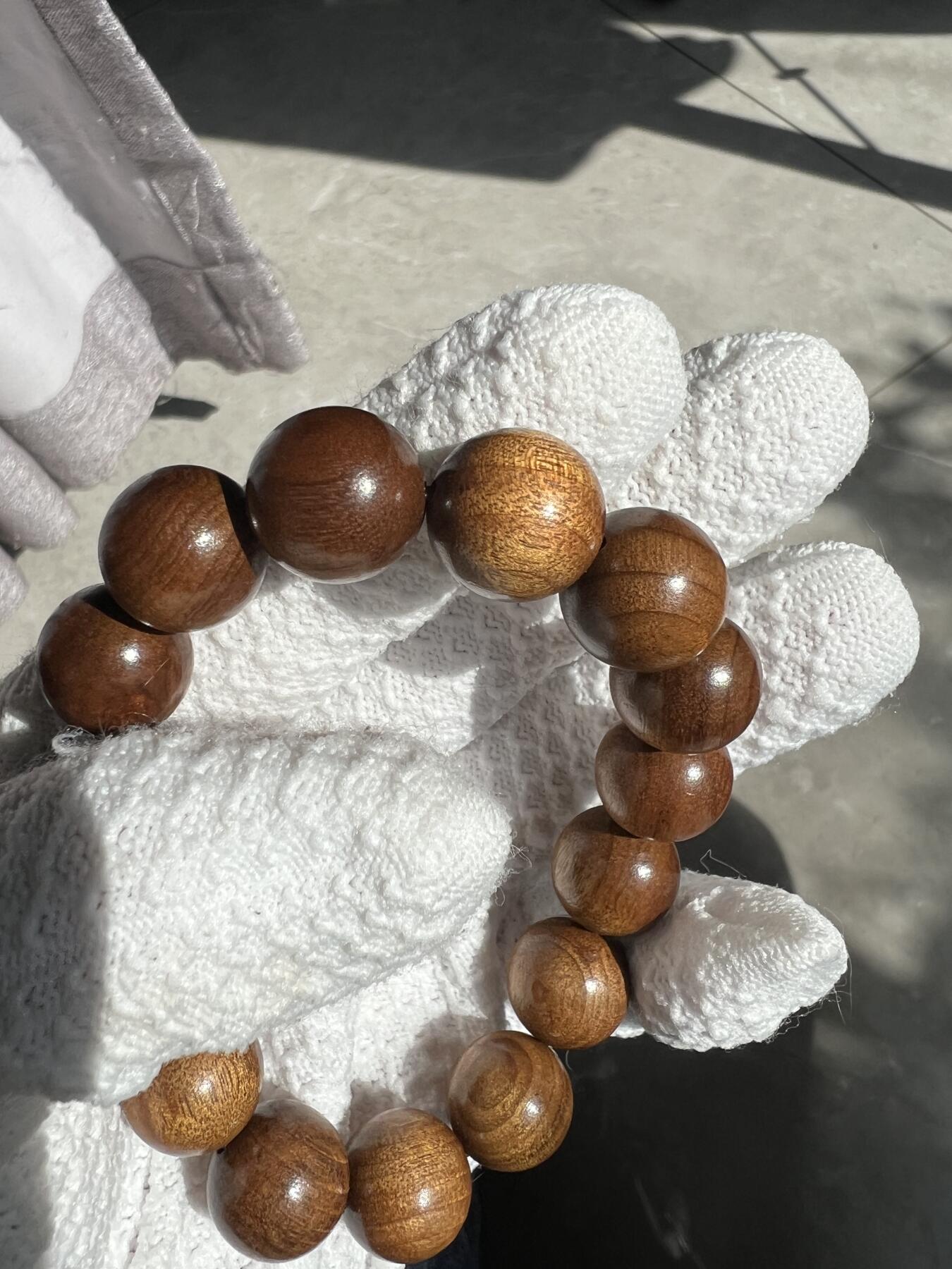 零元拍：金丝楠圆珠手串，15MM 金丝满满，满手留香