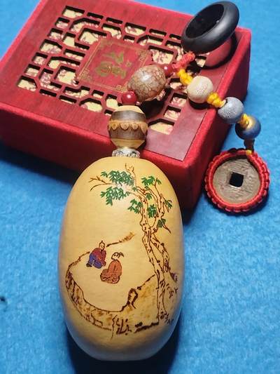  烙画彩绘葫芦挂件 · 前程款    -  烙画彩绘葫芦挂件 · 前程款   