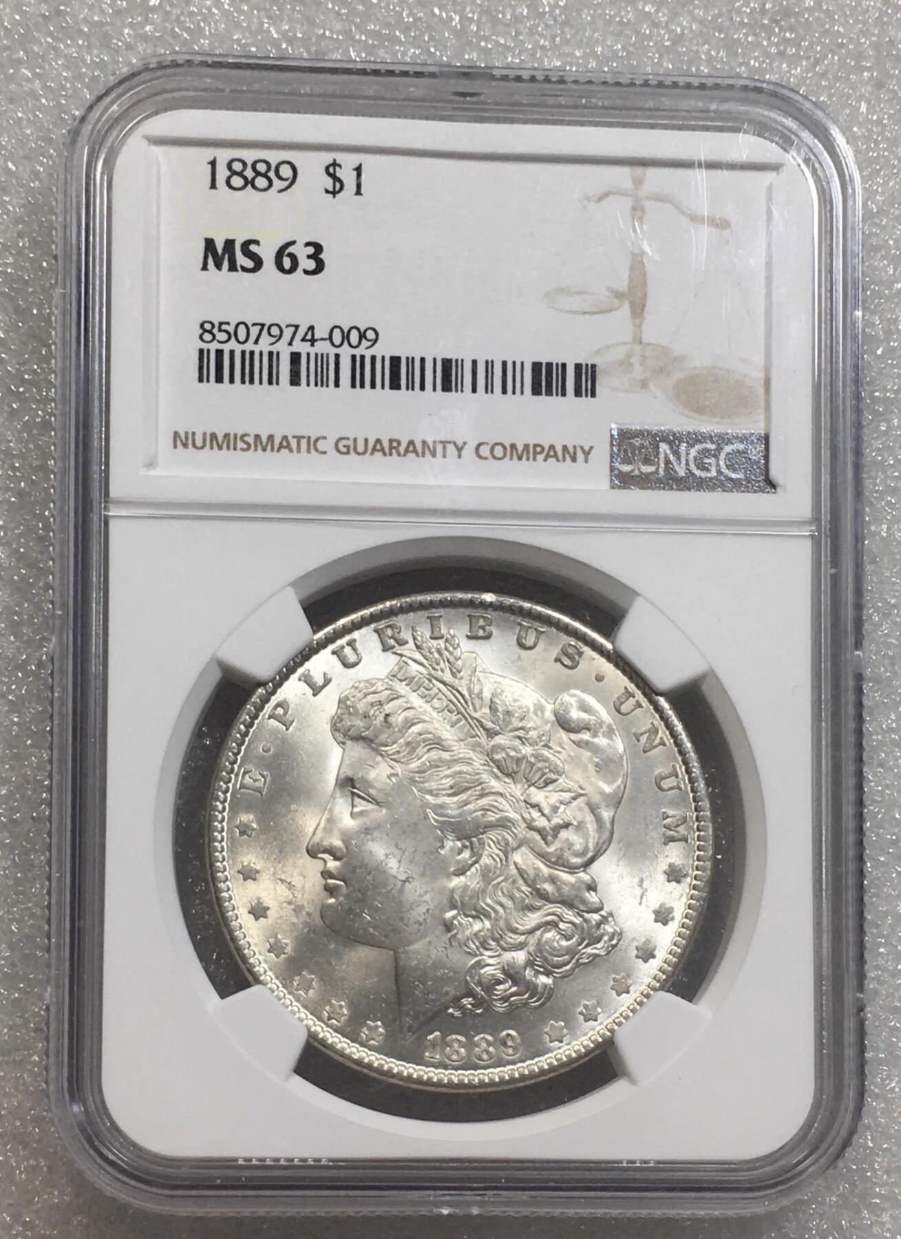 世界钱币专场拍卖 每周二开拍 NGC MS63分1889年美国摩根女神一美元银币