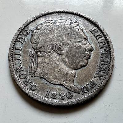 🌹外币初藏🌹🐯2026年第28场   每周二四六晚8️⃣点 接代拍 - 英国 1820年 乔治三世 1先令银币 92.5%银 5.66g 24mm