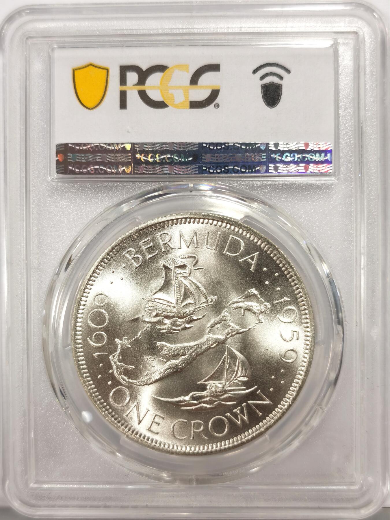 博洋堂世界钱币拍卖第164期（全场包邮） PCGS MS66 英属百慕大1959年伊丽莎白二世发现百慕大350周年1克朗纪念银币-2