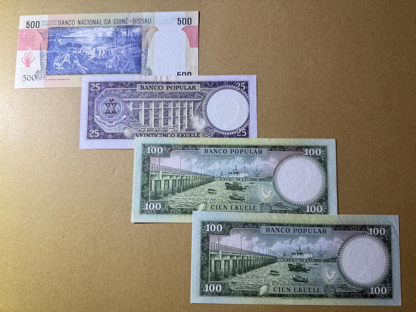 《艾美收藏》第236期-3.15周日外币畅拍 几内亚比绍4张 AU-UNC 1975-1983年