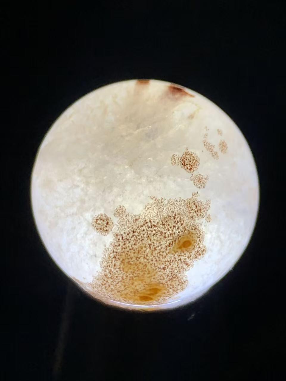 精美冰飘朱砂点腰缠万贯战国红玛瑙圆珠一颗