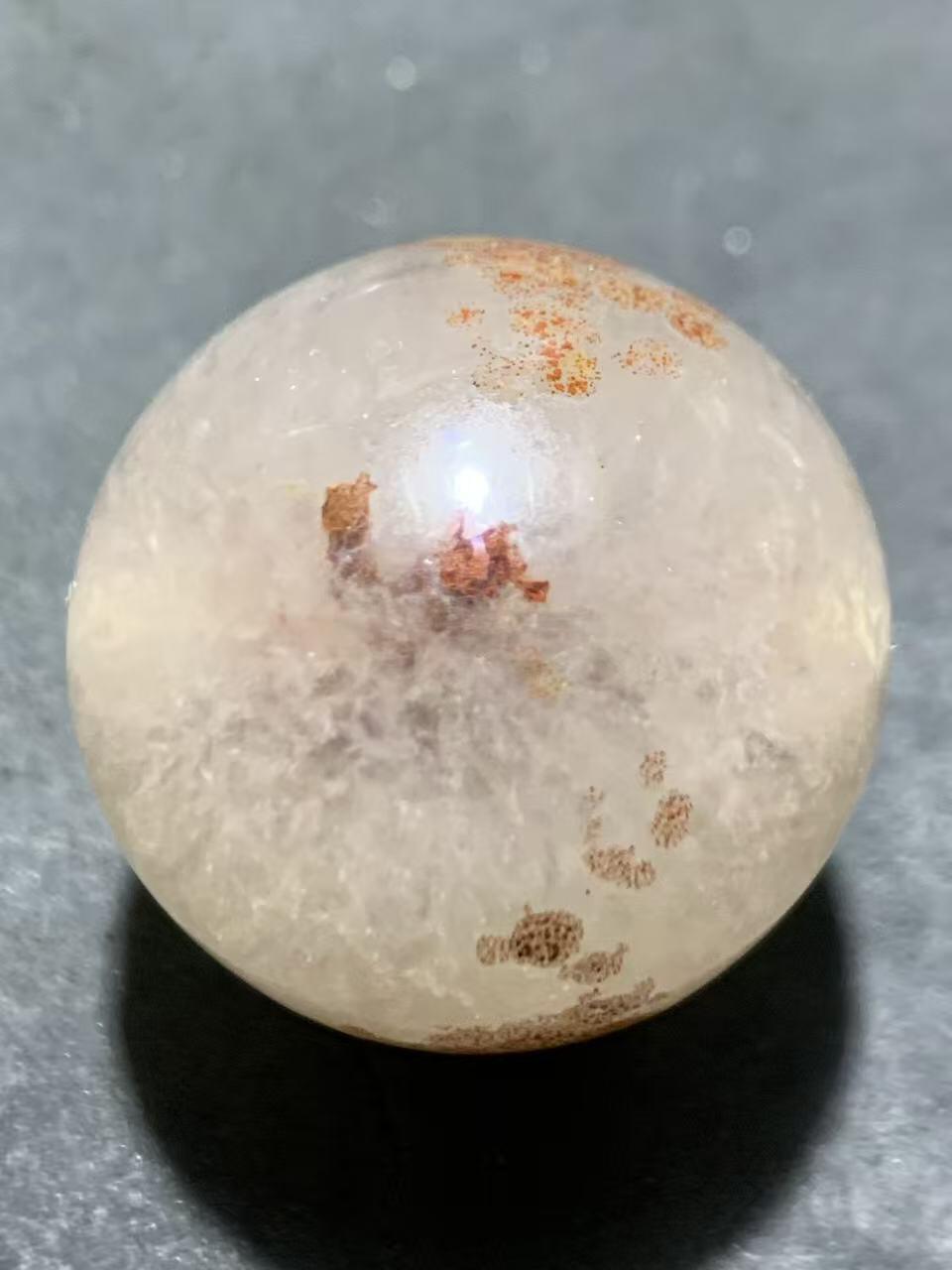 精美冰飘朱砂点腰缠万贯战国红玛瑙圆珠一颗