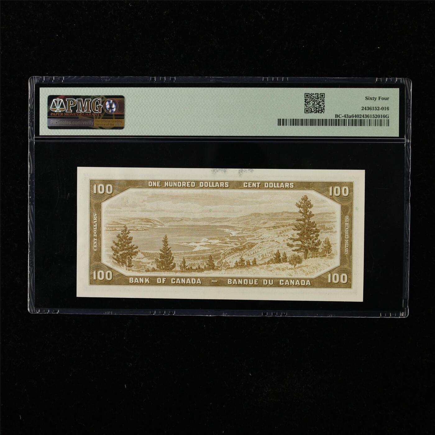 【亘邦集藏】第222期拍卖 1954年 加拿大100元 PMG 64 A/J 6684368