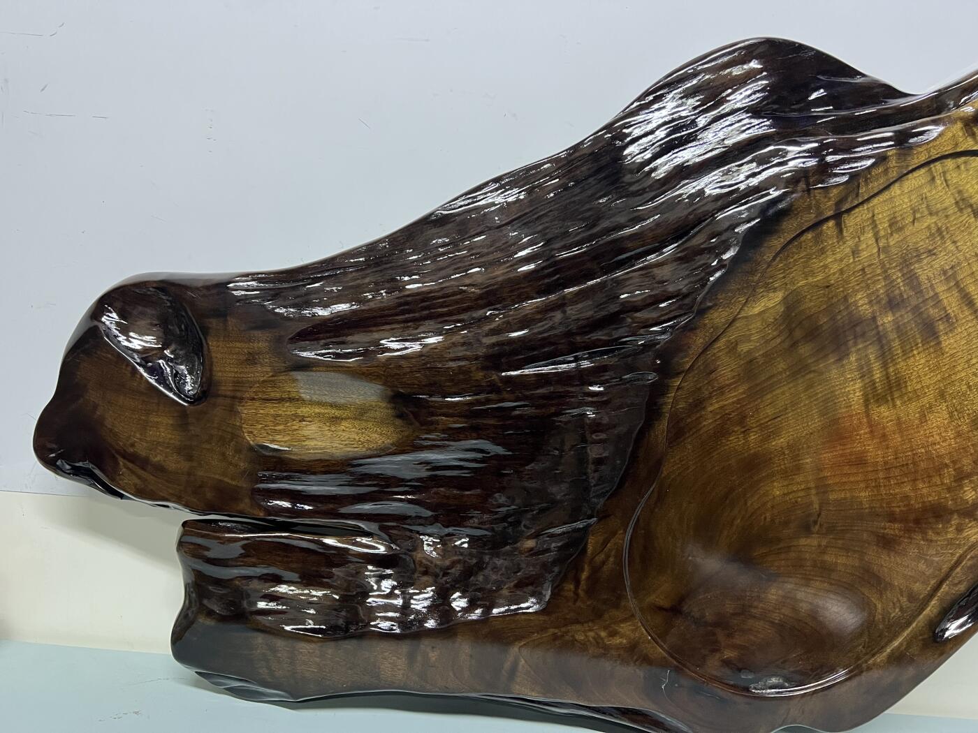 零元拍：金丝楠阴沉木凤尾茶盘 金丝花纹爆满金光闪闪。尺寸约：83/43/3.7CM。