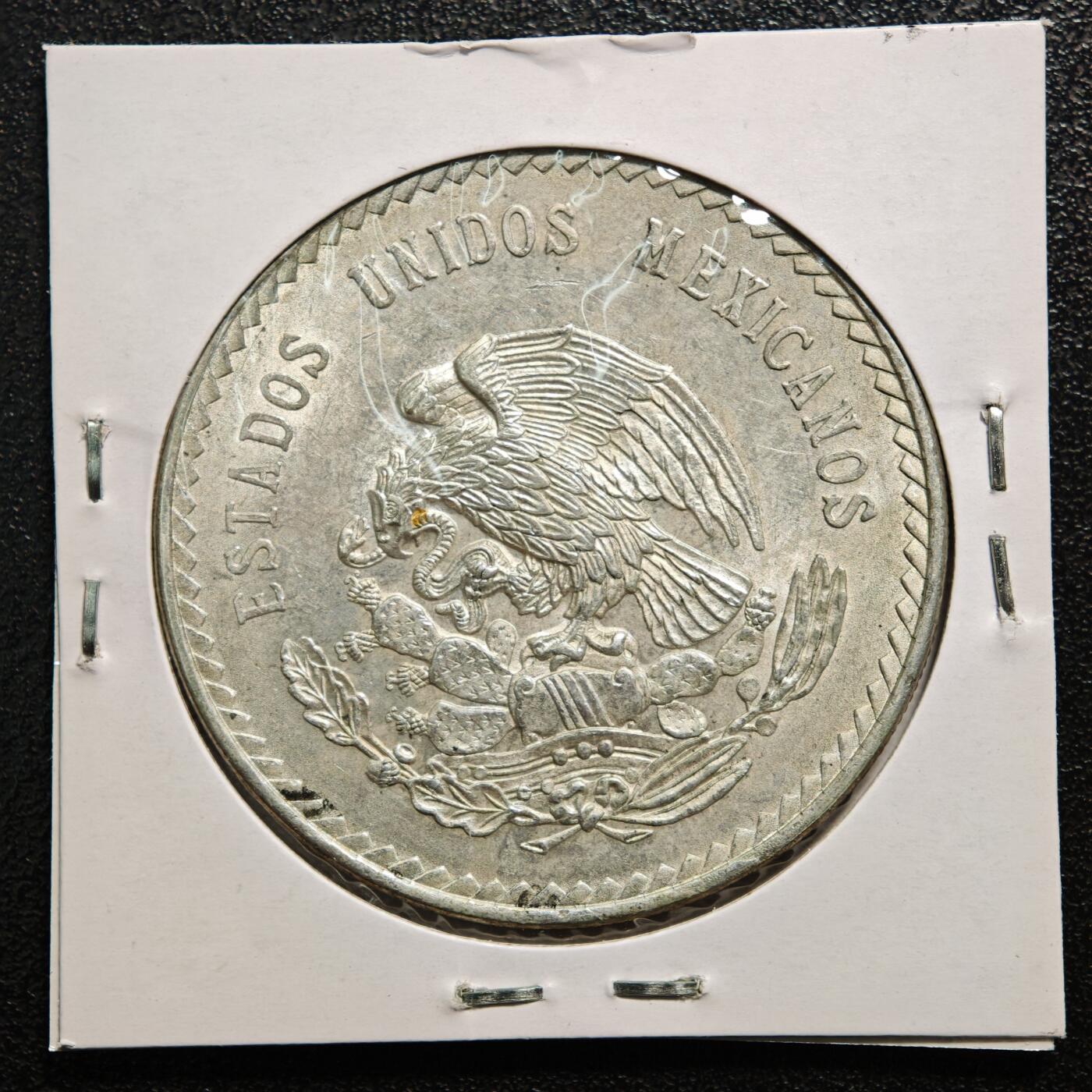 【德藏】世界币章拍卖第167期（拍品征集中~欢迎藏友联系） 老藏家集藏系列之- 1947年 墨西哥玛雅酋长5比索鹰洋银币 900银 重约：30g 入册20余年·附有当年购入价