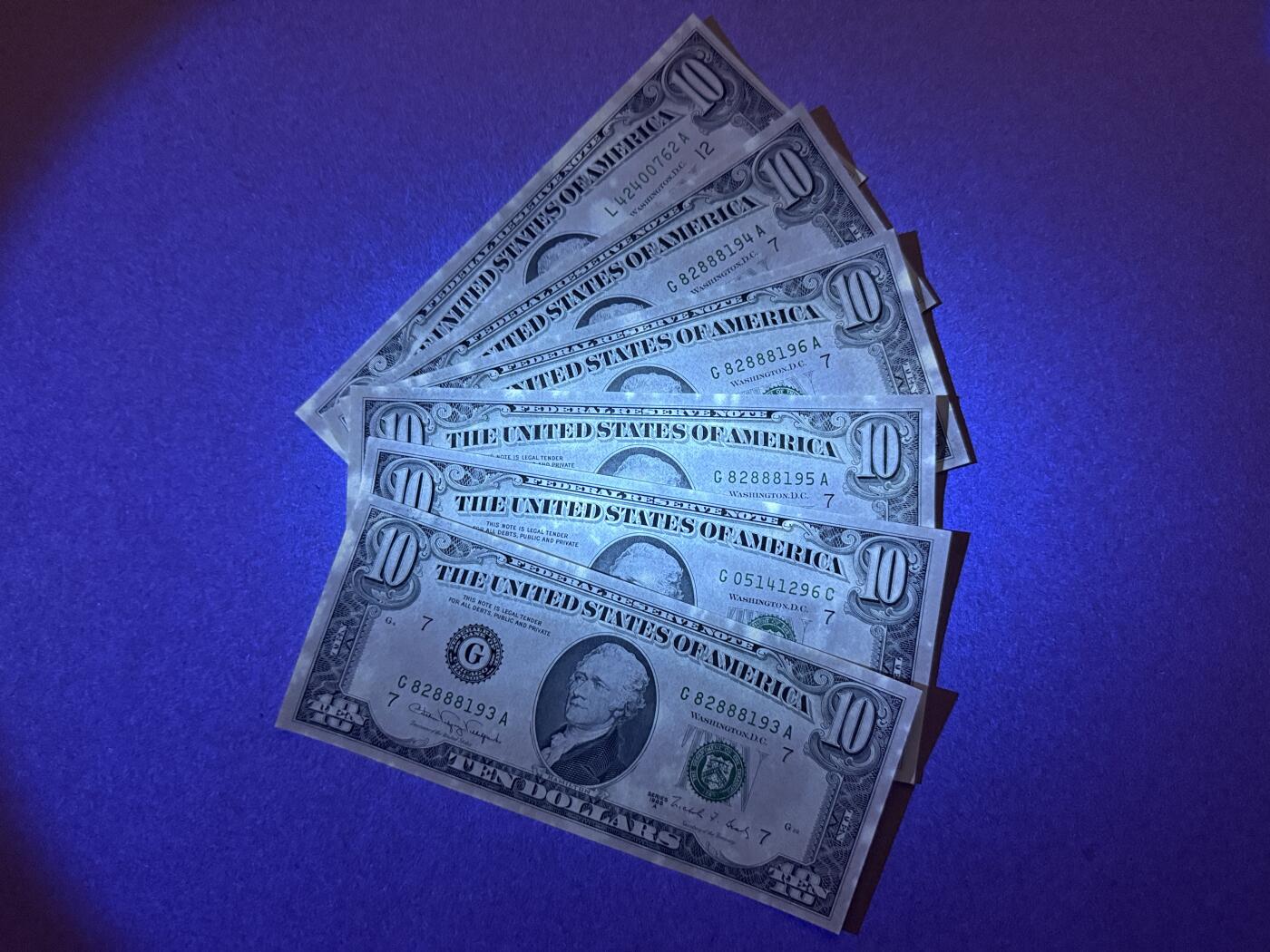 《艾美收藏》第236期-3.15周日外币畅拍 美国10美元6张 UNC 局部有黄