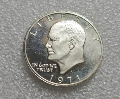 瓶子🏺第232期拍卖会 -  美国1971年S版艾森豪威尔1美元银币（Proof版）40%银（银铜合金，仅S版Proof与部分版别为银质，流通版为铜镍合金） 直径38.1mm，重量24.59g