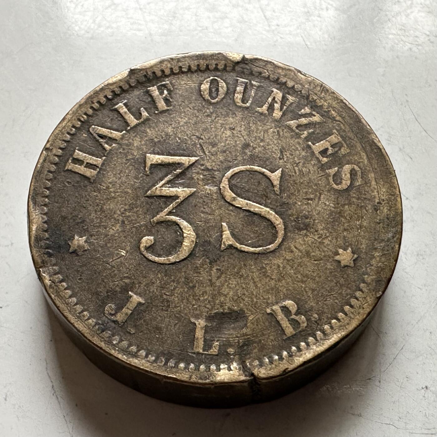 🌹外币初藏🌹🐯2026年第28场   每周二四六晚8️⃣点 接代拍 英国金衡半盎司3先令J.L.B.校准砝码22.5mm15.6g