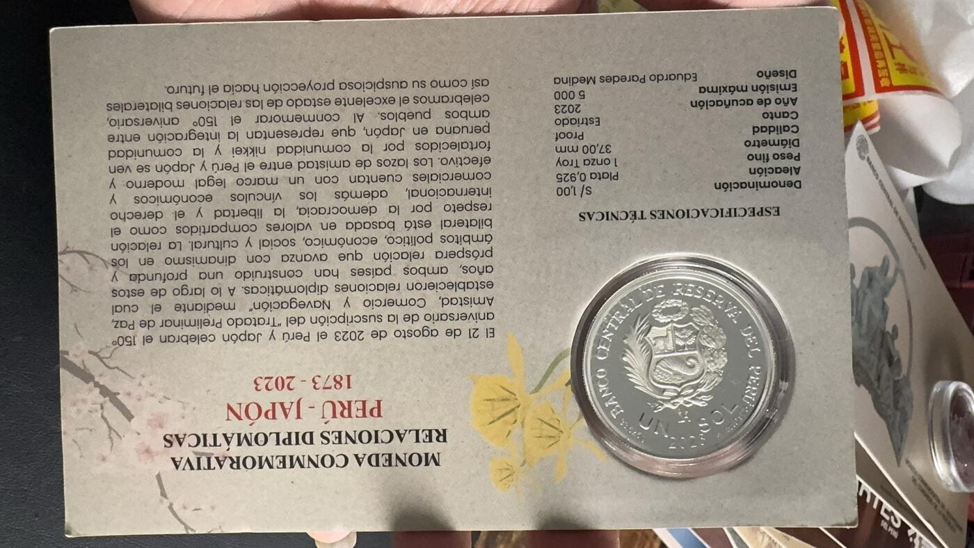 ❤️【币观天下】❤️ 第344期钱币秒杀拍卖场- 2026.3.6周五晚上6点半场 长期征集拍品  秘鲁2023年秘鲁与日本建交150周年纪念银币，33克大银币，含银量0.925含纯银31.1克