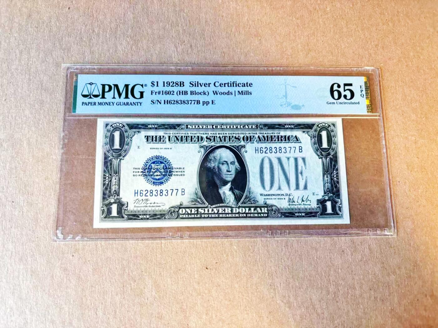 【Blue Auction】世界纸币精拍第794期——18级TOP拍卖/信誉/品质/专业/高效💫 美国 1928B 1美金银币券 PMG65EPQ 